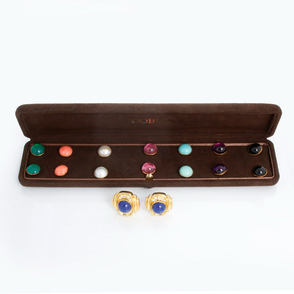 Steven Lagos 18K Yellow Gold Interchangeable Gemstone Earrings