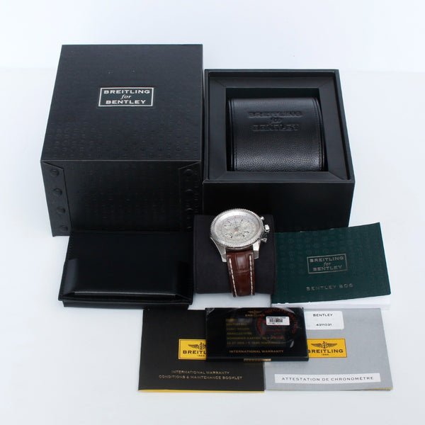 Breitling Bentley Chronograph Men's Steel Watch Silver Dial AB0611