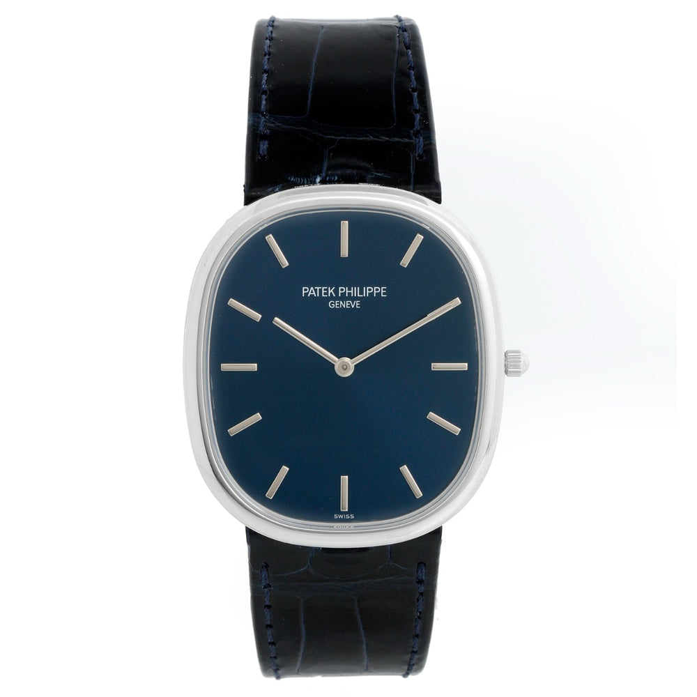Patek Philippe Golden Ellipse Blue Platinum Men's Watch Ref 5738P-001
