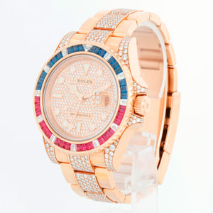 Rolex GMT-Master II Everose Gold Diamond Bracelet Sapphire & Ruby Watch 126755SARU