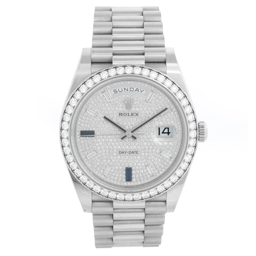 Rolex Day-Date 40 President 18k White Gold Men's 40mm Watch 228349RBR