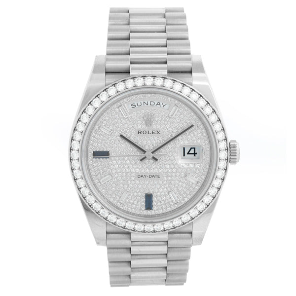Rolex Day-Date 40 President 18k White Gold Men's 40mm Watch 228349RBR