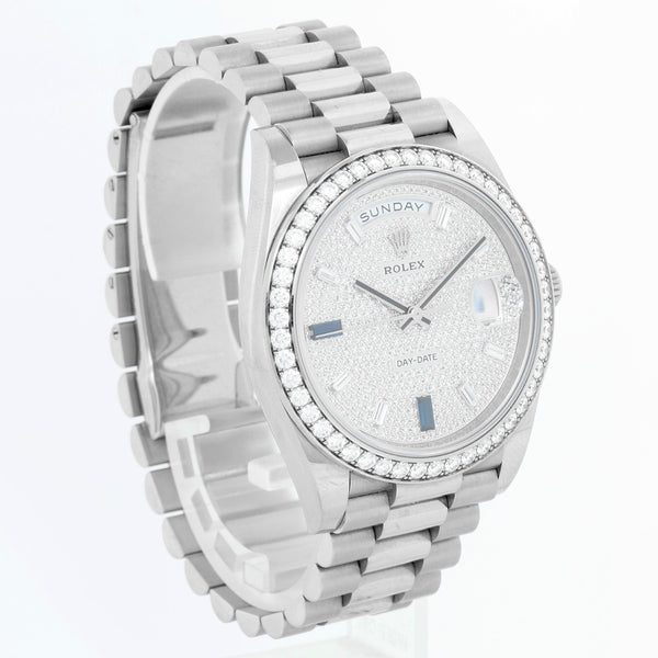 Rolex Day-Date 40 President 18k White Gold Men's 40mm Watch 228349RBR
