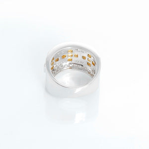 Yellow Sapphire & Diamond 18k White Gold Band Size 6 1/4