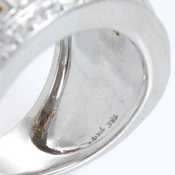 Yellow Sapphire & Diamond 18k White Gold Band Size 6 1/4