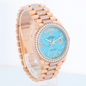 Rolex President Day-Date Men's 18k Rose Gold Watch 128345RBR