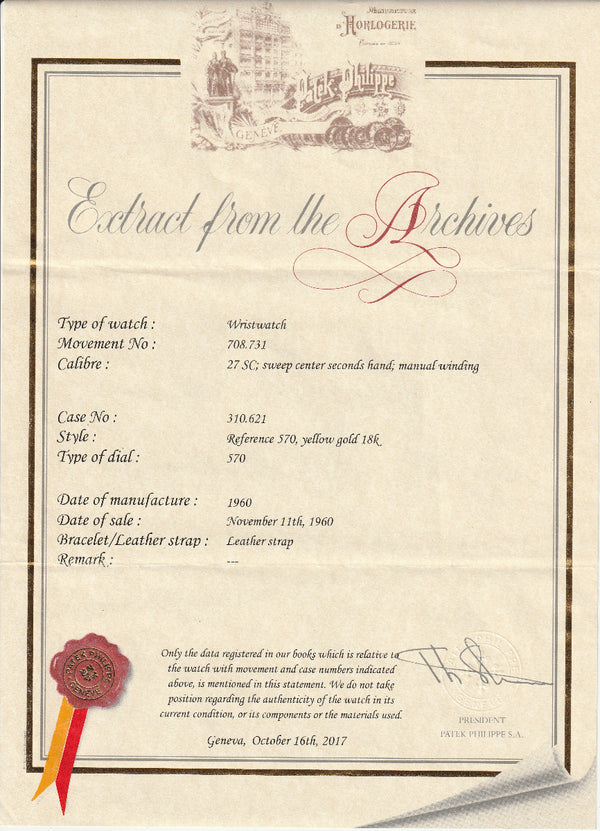 Patek Philippe Vintage Calatrava Men's Gold Watch Ref. 570