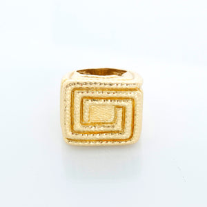 David Webb Vintage 18K Yellow Gold Hammered Greek Style Ring Size 6