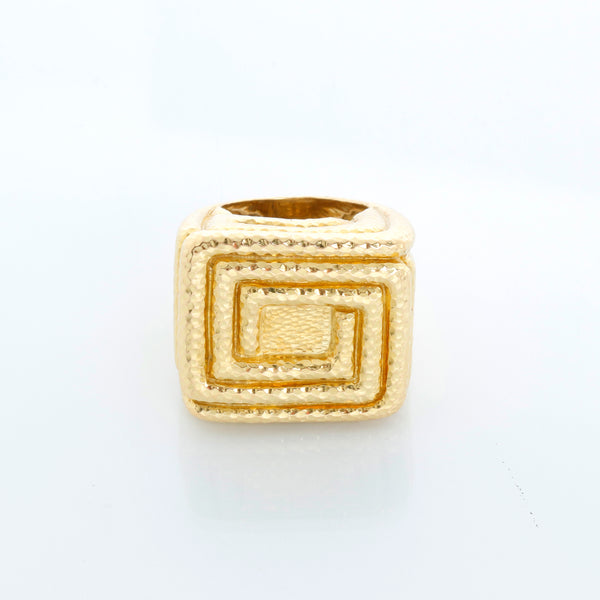 David Webb Vintage 18K Yellow Gold Hammered Greek Style Ring Size 6