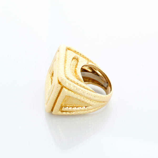 David Webb Vintage 18K Yellow Gold Hammered Greek Style Ring Size 6 – Image 2