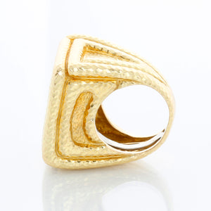 David Webb Vintage 18K Yellow Gold Hammered Greek Style Ring Size 6 – Image 4