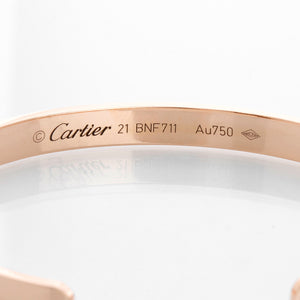 Cartier 18K Rose Gold Love Cuff Size 21