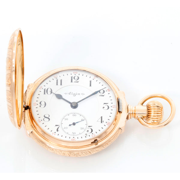 Elgin 14k Gold 18 Size Box Hinge Multi-Color Antique Pocket Watch – Image 4