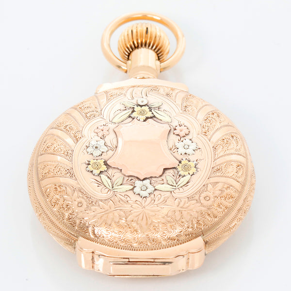 Elgin 14k Gold 18 Size Box Hinge Multi-Color Antique Pocket Watch – Image 8