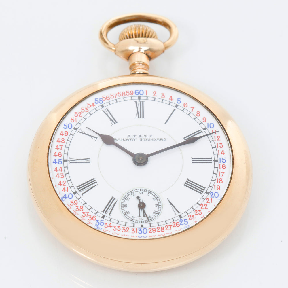 A.T. & S.F.( Atchison,Topeka & Santa Fe Railway) Hampden 17J Railway Standard Private Label Very Rare Circa 1897 Gold Filled Pocket Watch