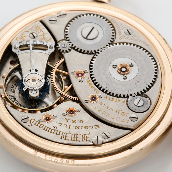 Elgin 19 J B.W. Raymond Up/Down Winding Indicator Rare American Eagle Pocket Watch – Image 6
