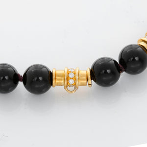 18K Yellow Gold Diamond Rondelle & Black Onyx Bead Necklace