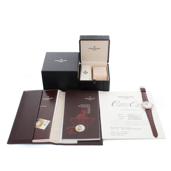 Patek Philippe Officers Calatrava 18k White Gold Watch with Hinged Back 5053-G (or 5053G)