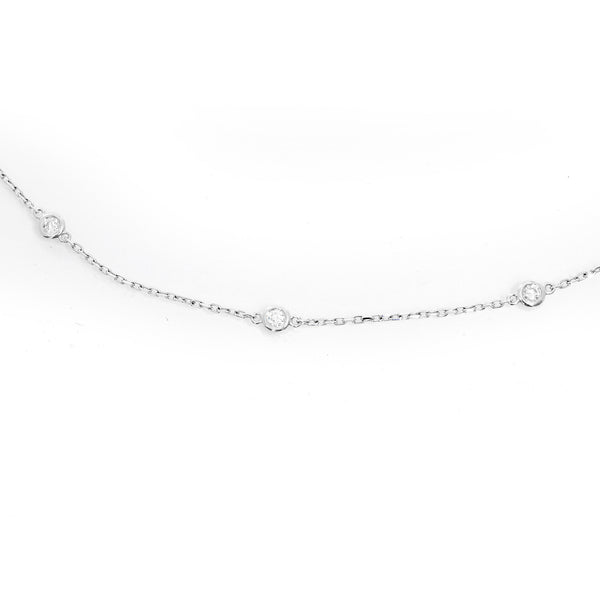 14K White Gold Diamond by the Yard Necklace