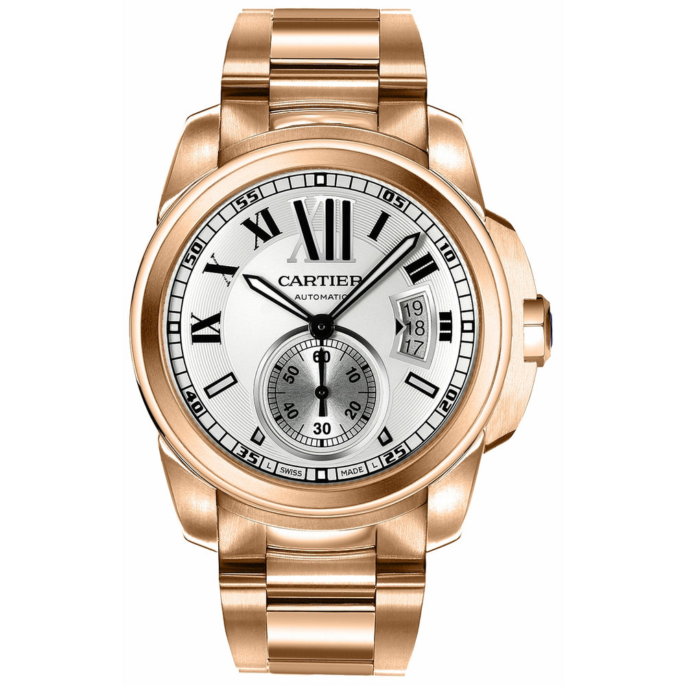 Calibre de Cartier Men's Large 18k Rose Gold Watch Pre-owned W7100018