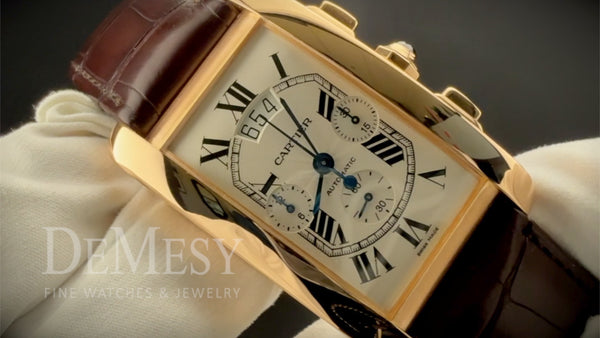 Cartier Tank Americaine  Automatic Men's 18K Rose  Gold Watch W2609356