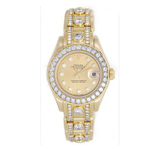 Rolex Ladies Masterpiece/Pearlmaster Gold 180 Diamond Watch 69298