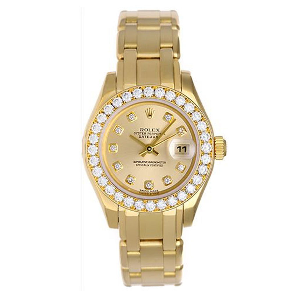 Rolex Ladies Masterpiece/Pearlmaster Gold Diamond Watch 80298