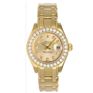 Rolex Ladies Masterpiece/Pearlmaster Gold Diamond Watch 80298
