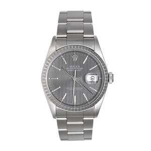 Rolex Datejust Men's Steel Watch 16220 Gray Tapestry Dial