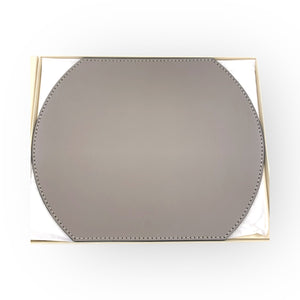 Rolex Taupe Grey Leather Oversize Mousepad - Made in Italy