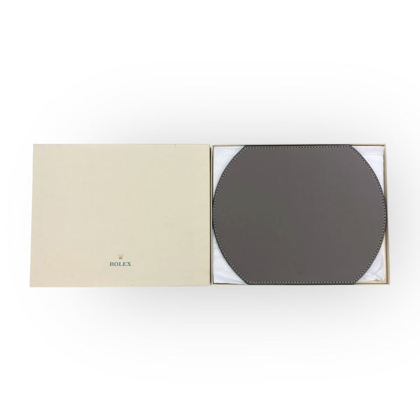 Rolex Taupe Grey Leather Oversize Mousepad - Made in Italy