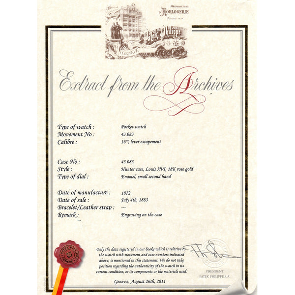 Patek Philippe Vintage 18k English Hunting Case Pocket Watch