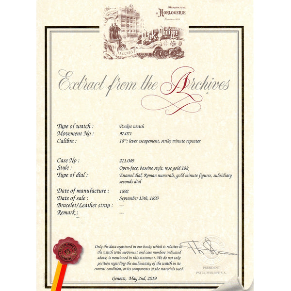 Patek Philippe For Tiffany & Co. Minute Repeater Pocket Watch