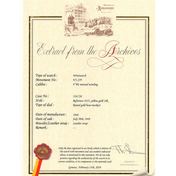 Vintage Patek Philippe Classic Yellow Gold Ref. 2415