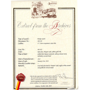 Extremely Rare " Eagle " Patek Philippe & Co. 18K Gold Open Face Pocket Watch