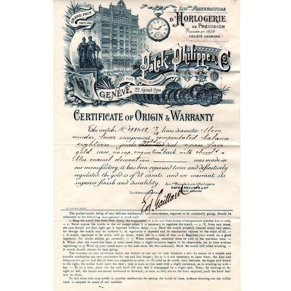 Extremely Rare " Eagle " Patek Philippe & Co. 18K Gold Open Face Pocket Watch