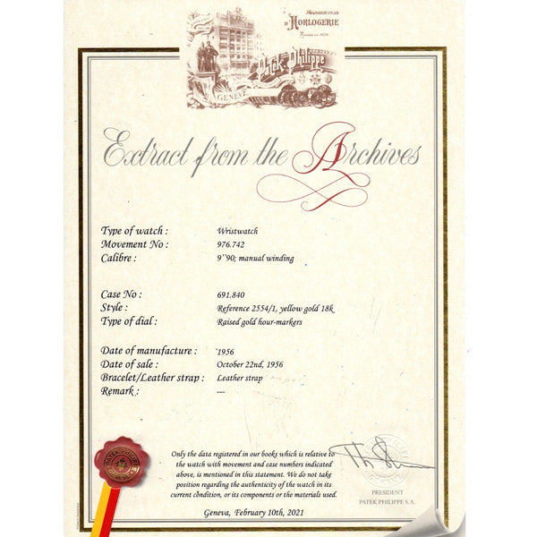 Patek Phillipe Co. Vintage 18K Yellow Gold Men's Watch