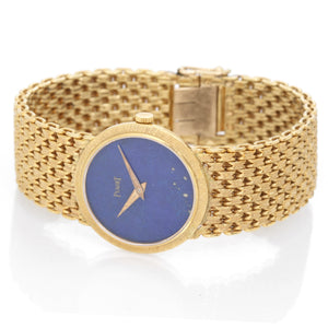 Piaget Ladies 18k Yellow Gold Dress Watch With Lapis Dial