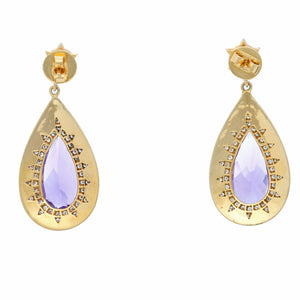 Amethyst, Diamond and Enamel Yellow Gold Earrings