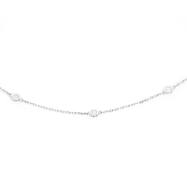 14K White Gold Diamond by the Yard Necklace