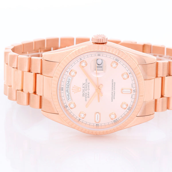 Rolex President Day-Date Men's Rose Gold Watch 118235 Diamond Dial