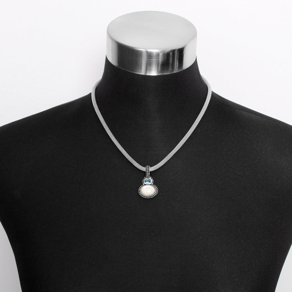 Moonstone and Aquamarine Sterling Silver Necklace