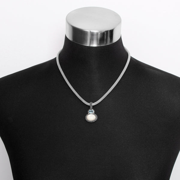 Moonstone and Aquamarine Sterling Silver Necklace