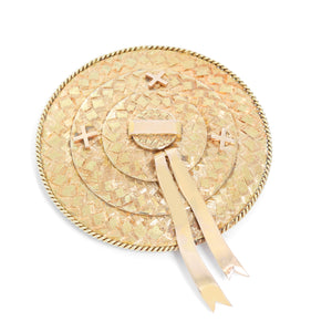 18K Yellow Gold Hat Brooch
