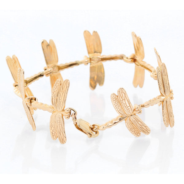 Stunning 14K Yellow Gold Dragonfly Bracelet
