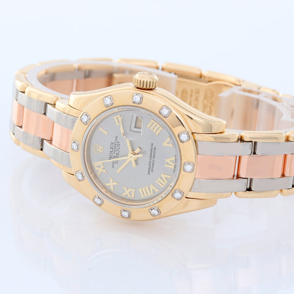 Rolex Lady Datejust Pearlmaster 18k Yellow Gold Ladies Diamond Watch 80318