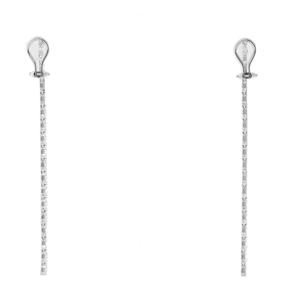 18K White Gold Straight Line Dangle Diamond Earrings
