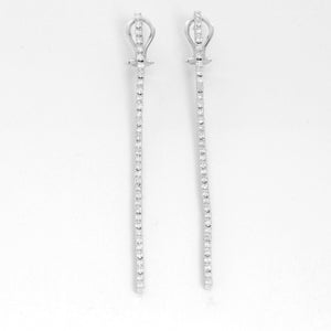18K White Gold Straight Line Dangle Diamond Earrings