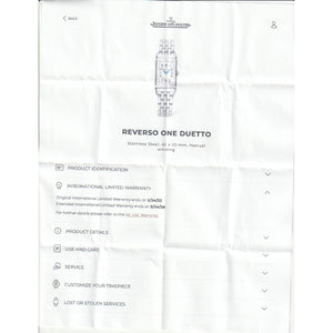 Jaeger LeCoultre Reverso One Duetto Ladies Watch Ref. Q3348420