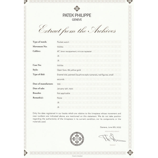 Rare " EXTRA" Patek Phillipe for Tiffany & Co. Minute Repeater Men's Pocket Watch